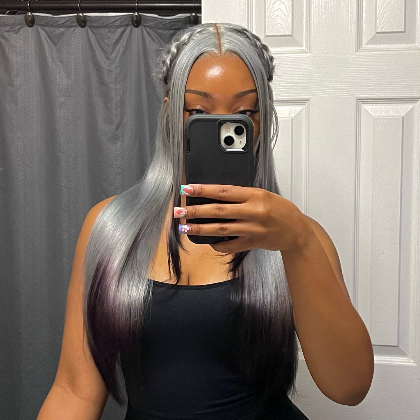 GREY & BLACK LAYERED FRONTAL WIG