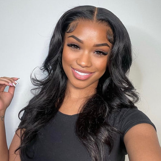 14-34 Inch Black HD Lace Frontal Wigs Straight Body Wave 200% Density