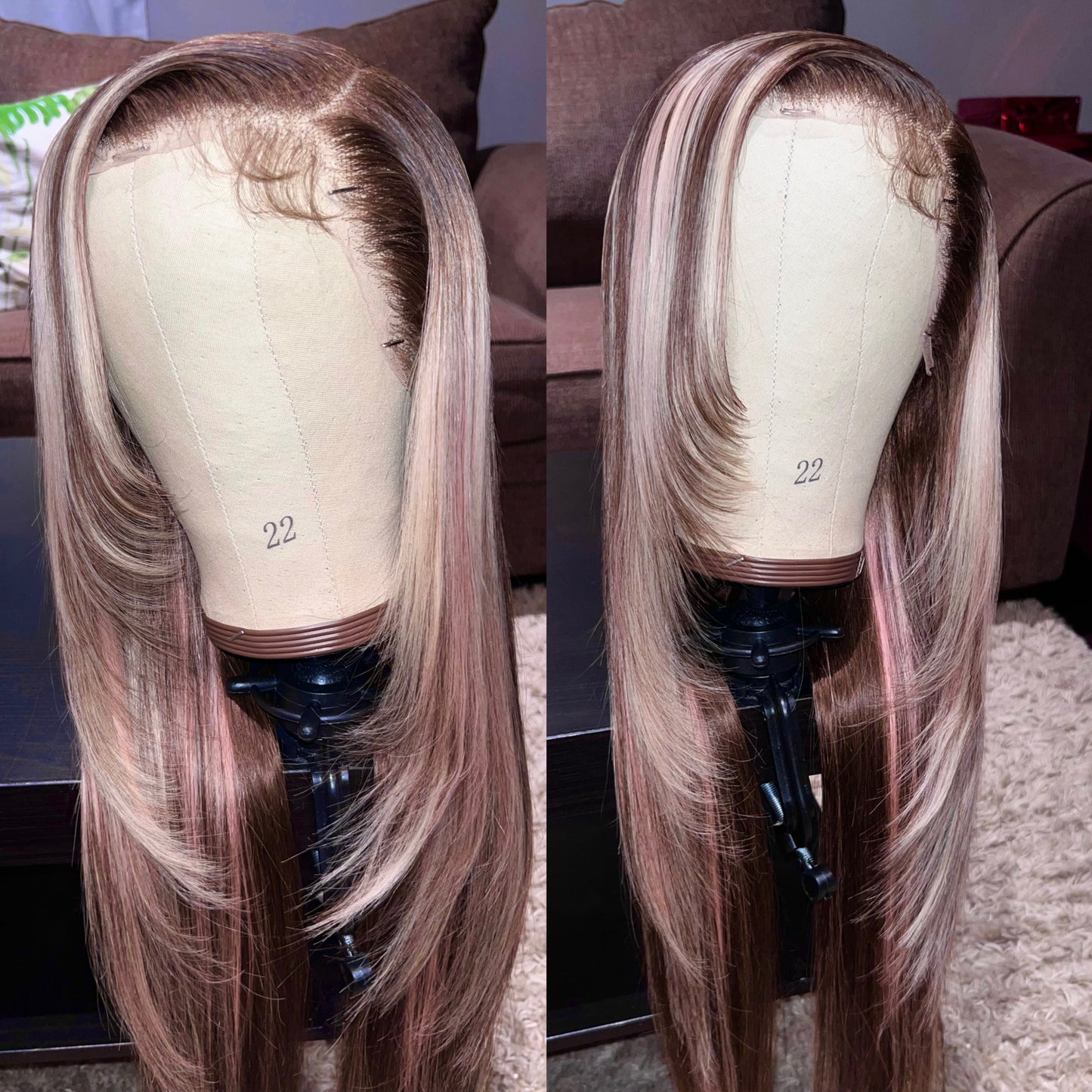 4/613/PINK HIGHLIGHT LACE FRONTAL WIG