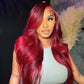 “CRIMSON” Deep Red Pre-Plucked Lace Frontal Wig