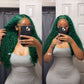 GATOR GREEN DEEP WAVE FRONTAL WIG