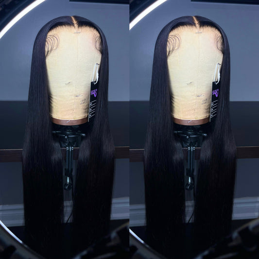 STRAIGHT BLACK HD GLUELESS WIG