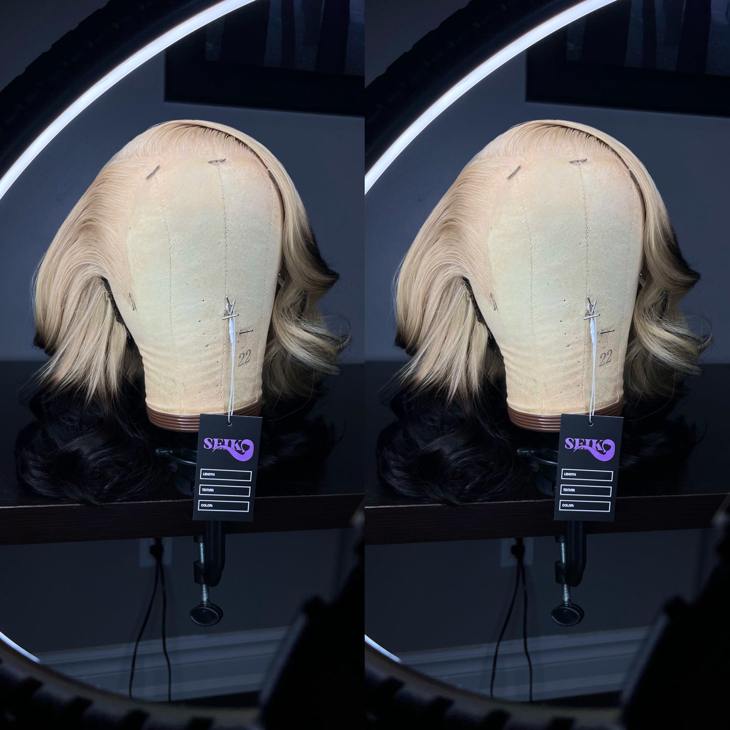 OMBRÉ ICE BLONDE AND BLACK LACE FRONT WIG