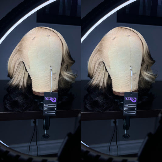 OMBRÉ ICE BLONDE AND BLACK LACE FRONT WIG