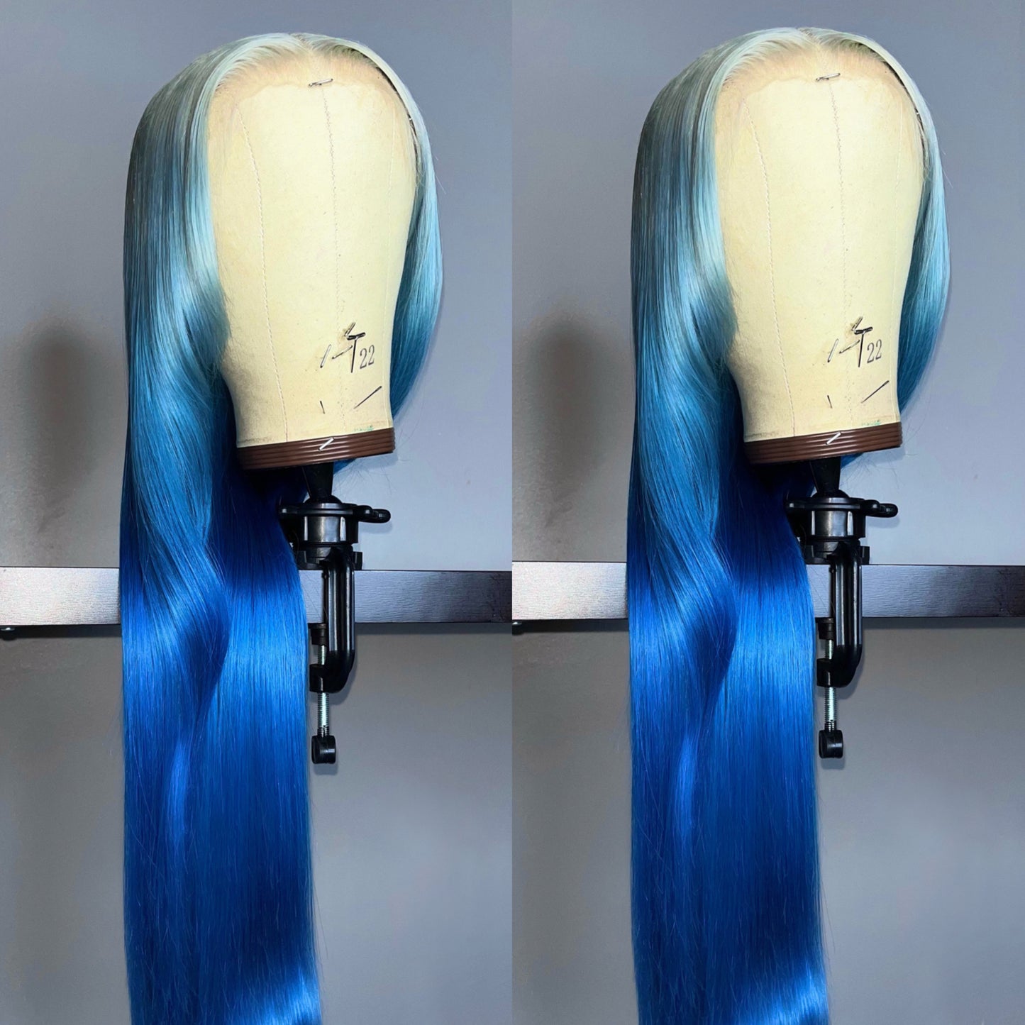 GREY BLUE OMBRÉ GLUELESS WIG