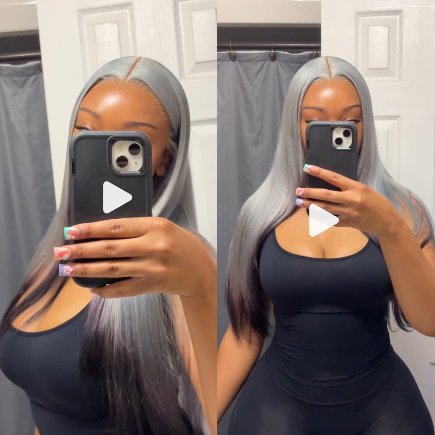 GREY & BLACK LAYERED FRONTAL WIG