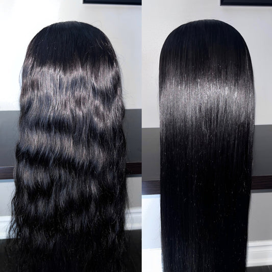 BUNDLE - TWO NATURAL BLACK HALF WIGS