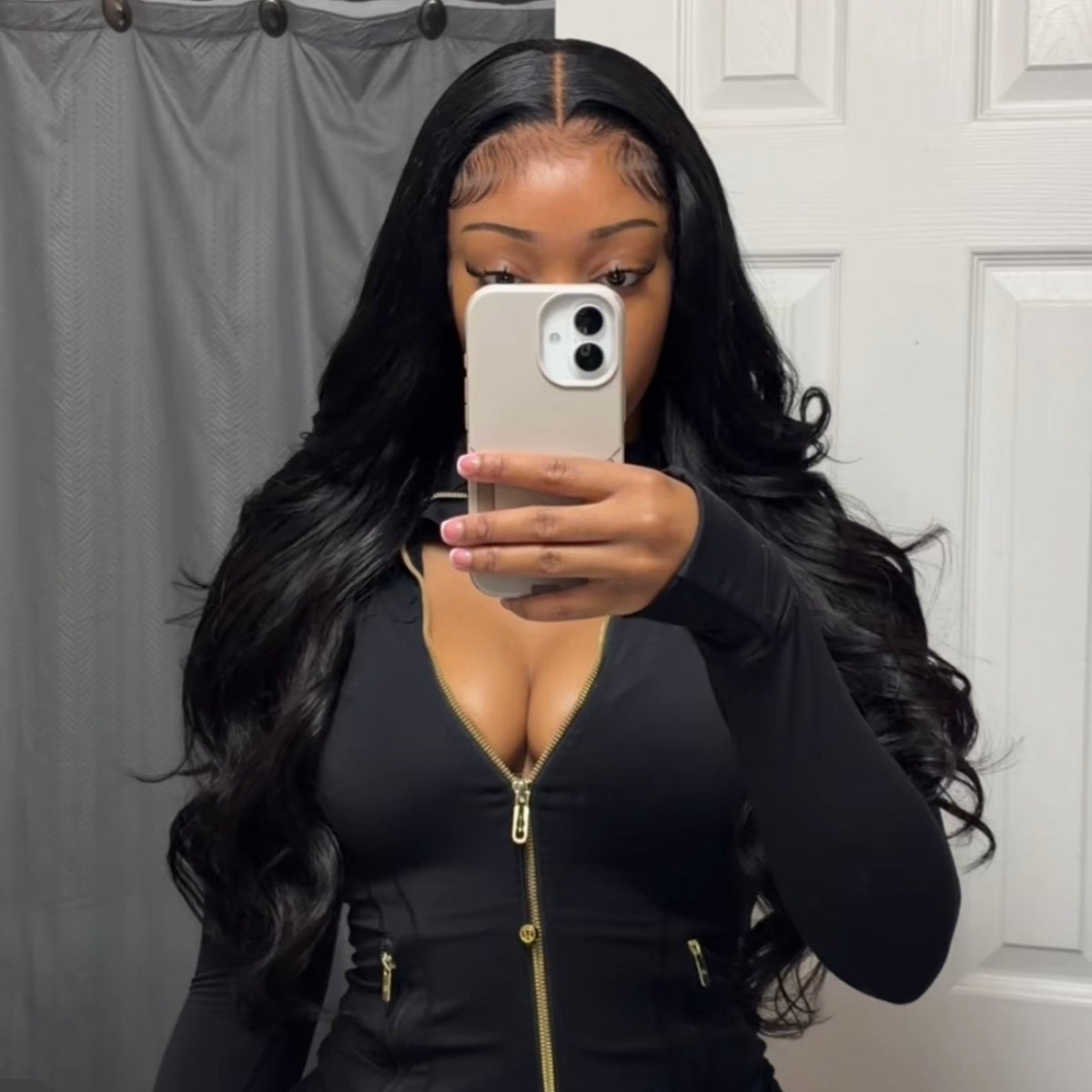 JET BLACK BODY WAVE LACE FRONT WIG