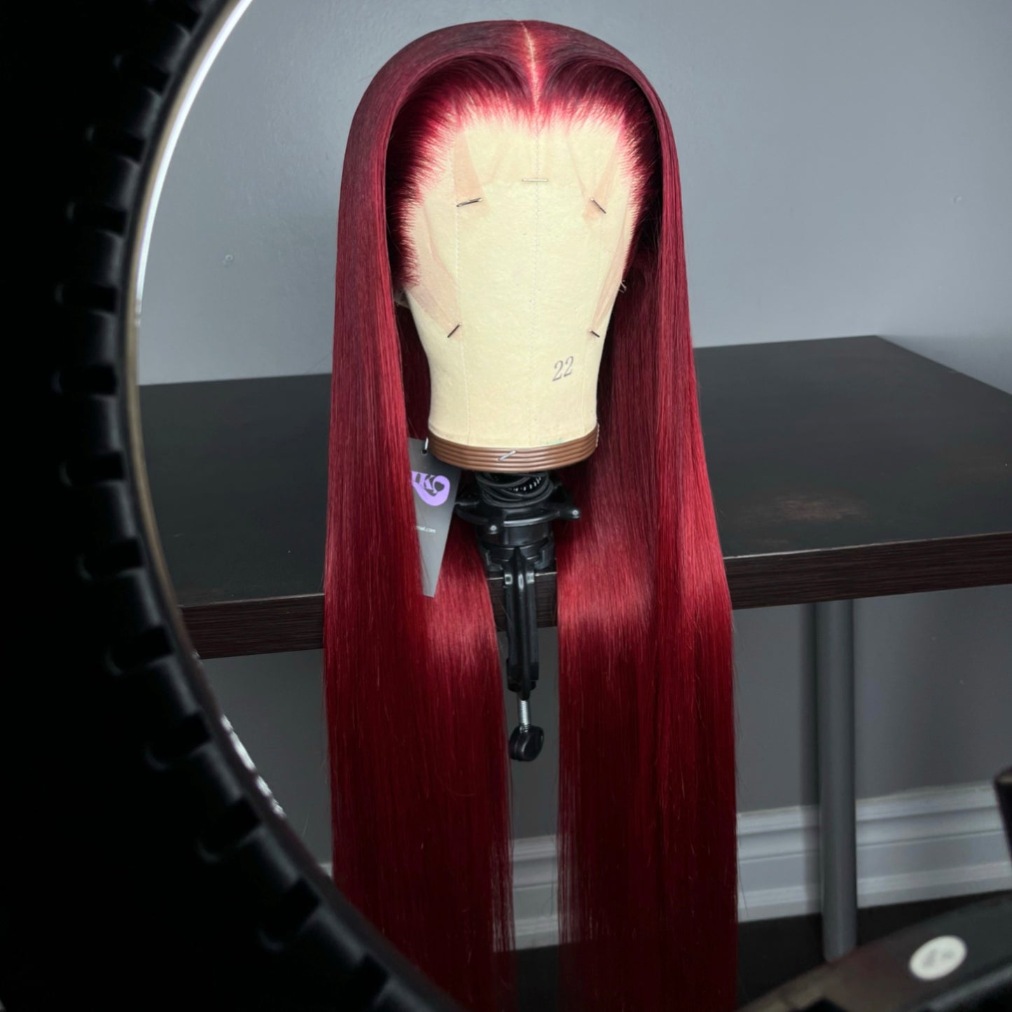 “CRIMSON” Deep Red Pre-Plucked Lace Frontal Wig