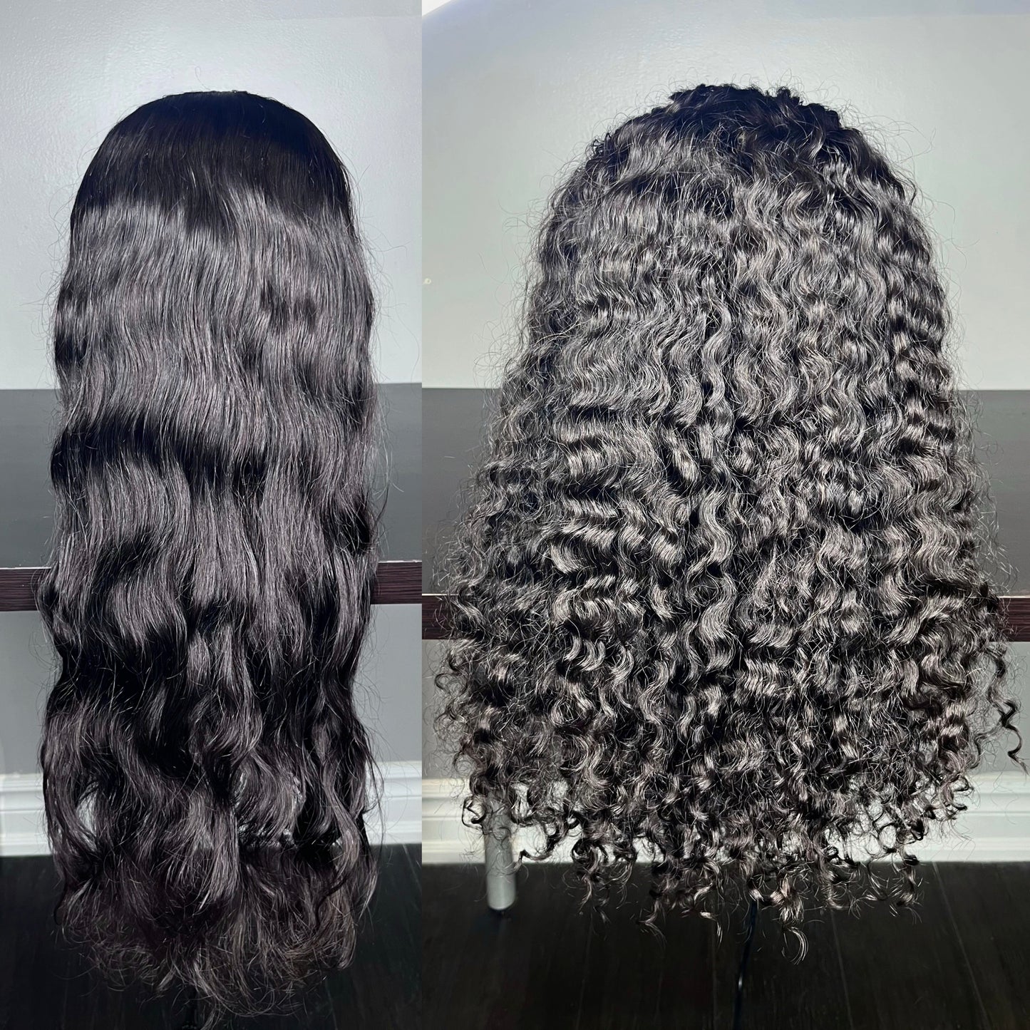 BUNDLE - TWO NATURAL BLACK HALF WIGS