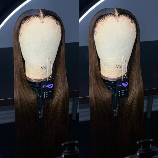 BROWN OMBRÉ HIGHLIGHTS LACE FRONT WIG