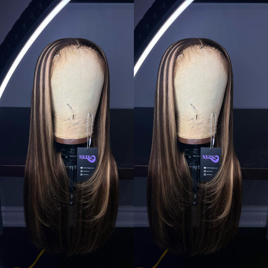 BROWN MIXED HIGHLIGHT LACE FRONT WIG