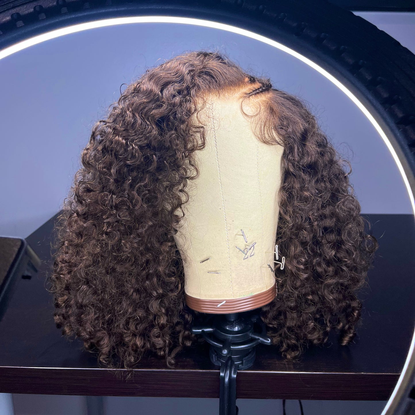 PRE-BRAIDED BROWN CURLY WEAR & GO WIG