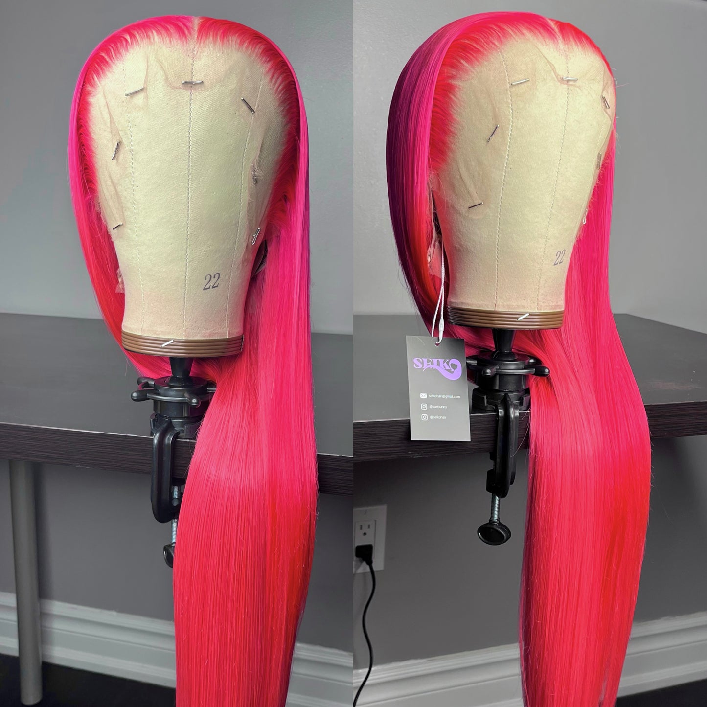 Hot Pink Pre-Plucked Lace Frontal Wig Ready To Wear