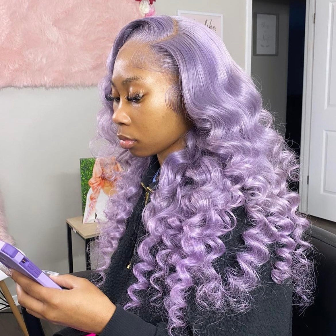 Lavender Pre Plucked Lace Frontal Wig Ready To Wear