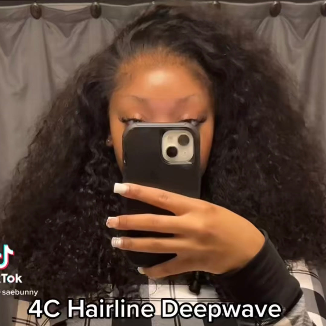 4C HAIRLINE NATURAL DEEP WAVE HD LACE FRONTAL WIG