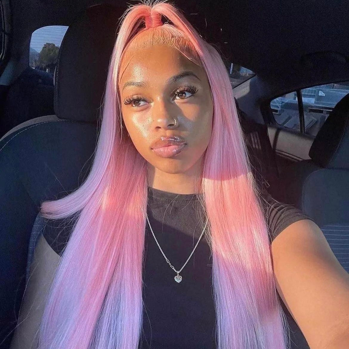 Powder Pink Pre-Plucked Lace Frontal Wig Ready To Wear