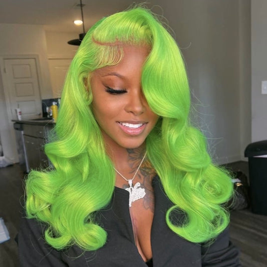 Slime Green Pre-Plucked Lace Frontal Wig Ready To Wear