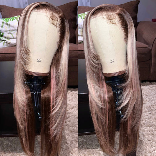 4/613/PINK HIGHLIGHT LACE FRONTAL WIG