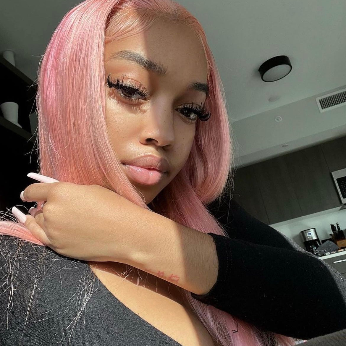 Powder Pink Pre-Plucked Lace Frontal Wig Ready To Wear