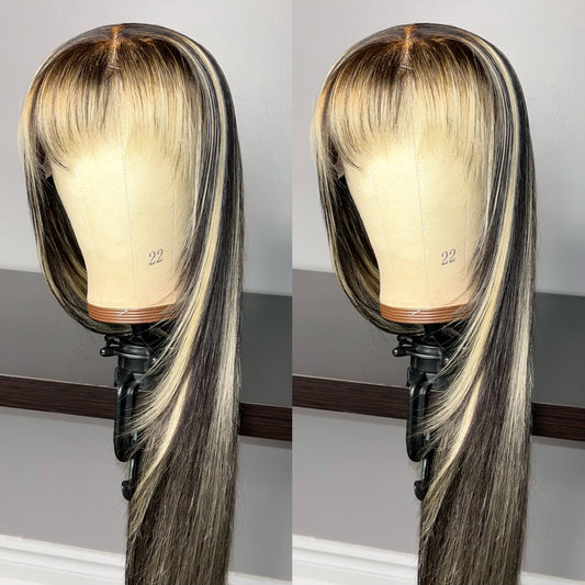 PLATINUM BLONDE HIGHLIGHTS LACE FRONT WIG